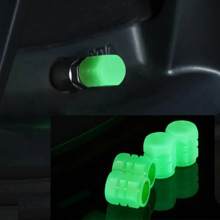 Tapas de Válvula Fluorescentes 4 piezas Verde